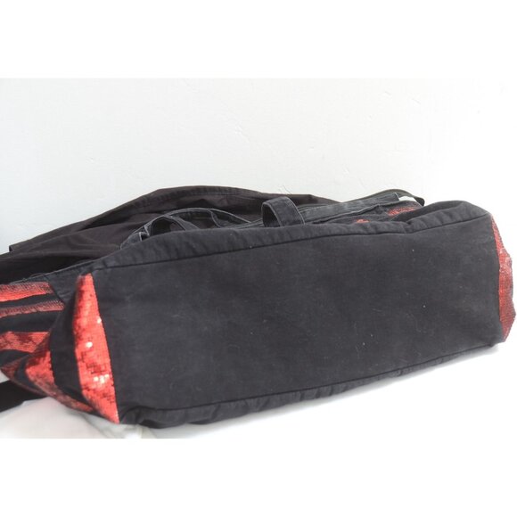 Victoria’s Secret Sequin Lip’s Black Red X-LARGE Tote Carry-on Duffle Weekender - Picture 11 of 13